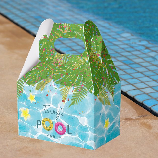 Tropiska Bassäng Party Swimming Bassäng födelsedag Presentaskar (Tropical Pool Party Swimming Pool Birthday Favor Box)