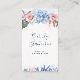 Tropiska Beach Flowers och Starfish Coral Handflat Visitkort