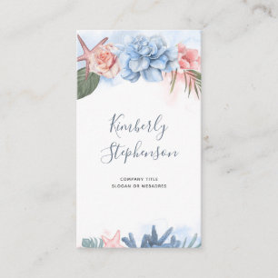 Tropiska Beach Flowers och Starfish Coral Handflat Visitkort