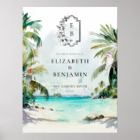 Tropiska Beach Handflatan | Monogram Bröllop Välko