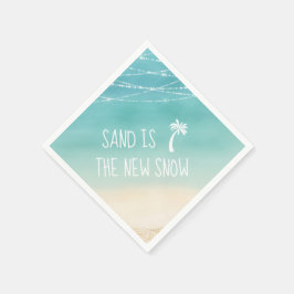 Tropiska Beach Handflatan Träd Sand är New Snö Pappersservett