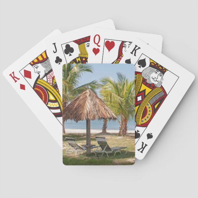 Tropiska Beach Handflatan Träd Sand Blue Sea Lugn Casinokort (Baksidan)
