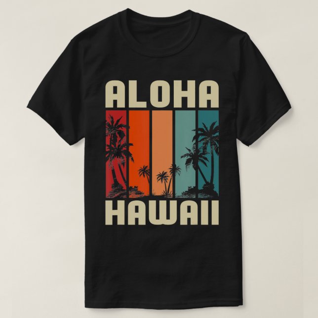Tropiska Beach Hawaiian Summer Handflatan Träd Alo T Shirt (Design framsida)