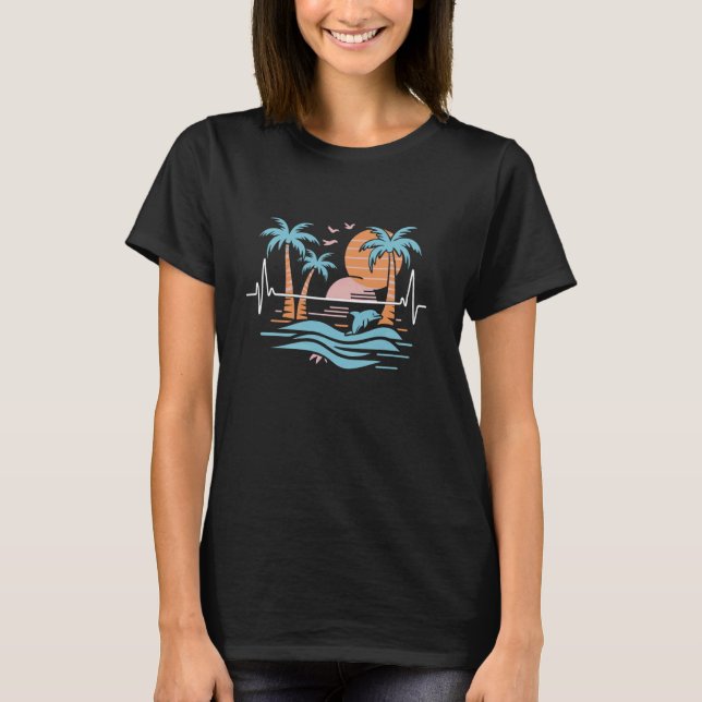 Tropiska Beach-hjärtslag - Beach Island Sunset T Shirt (Framsida)