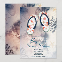 Tropiska beach korall flip-flops söt 16 födelsedag