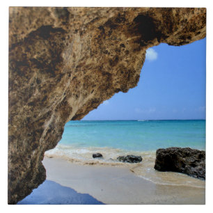 Tropiska Beach Kusten med Stora Sten Kakelplatta