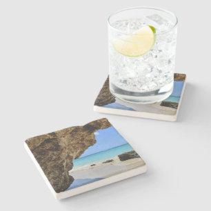 Tropiska Beach Kusten med Stora Sten Stenunderlägg