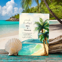 Tropiska Beach Lagoon Handflatan Paradise Bröllop Inbjudningar