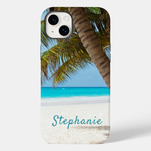 Tropiska Beach Monogram Handflatan Träd Turquise C (Baksida)