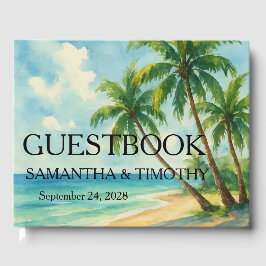 Tropiska Beach-ön Handflatan Träd Bröllop Gästböcker