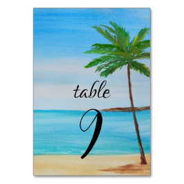 Tropiska Beach-ön Sommaren Handflatan Träd Bröllop Bordsnummer