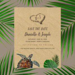 Tropiska Beach Sea Turtle Bröllop spara datum