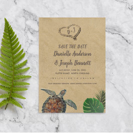 Tropiska Beach Sea Turtle Bröllop spara datum Spara Datumet