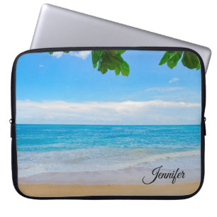 Tropiska Beach Sol Sand and Sea Anpassningsbar Laptop Sleeve