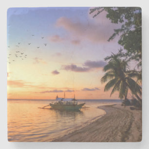 Tropiska Beach Tahiti Island Sunset Stenunderlägg