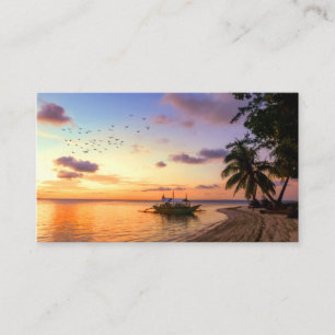 Tropiska Beach Tahiti Island Sunset Visitkort