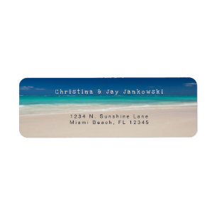 Tropiska Beach Turquise Ocean Returadress Etikett