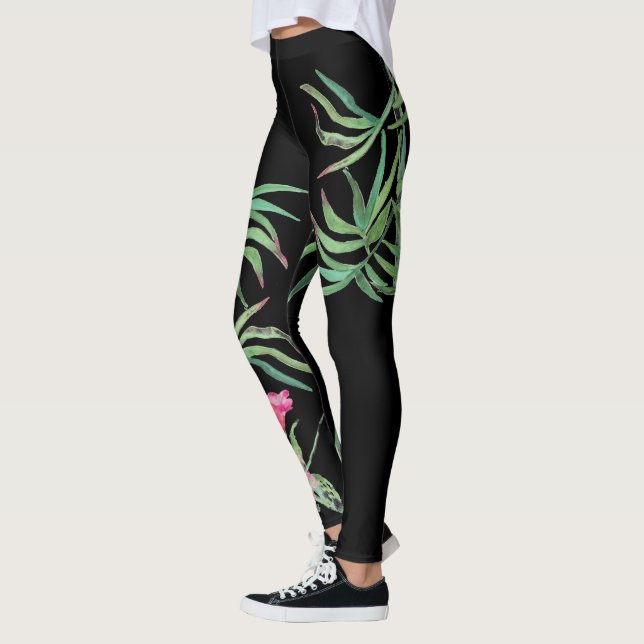 Tropiska ben Hibiscus och Bamboo Leggings (Vänster)