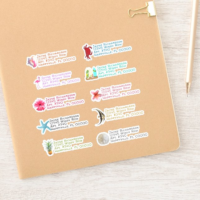 Tropiska Bilder Returadress Klistermärken (Anteckningsbok)