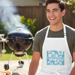 Tropiska blå persikoblommor långt förkläde