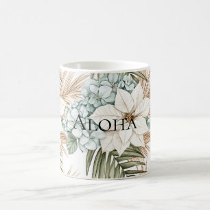 Tropiska Blå Vita Blommor Bröllop Kaffemugg