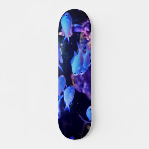 Tropiska blåa fiskar mini skateboard bräda 18,5 cm