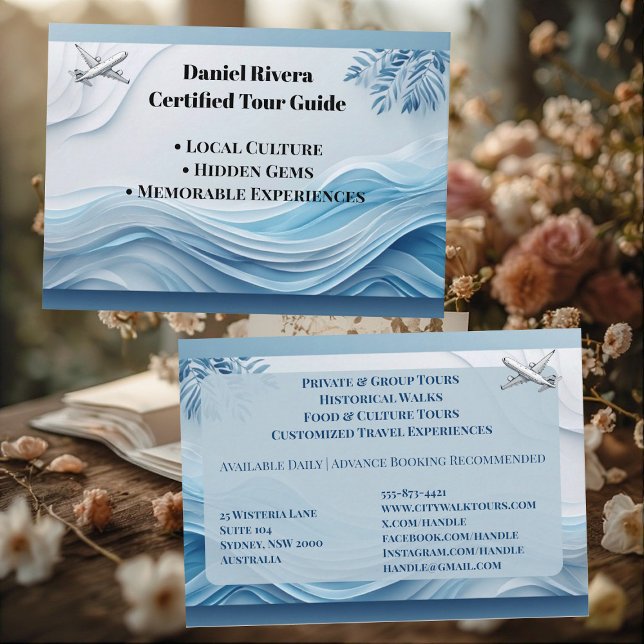 Tropiska Blåa Havet Reseguide Professionell Visitkort (Tropical Blue Sea Travel Tour Guide Professional Business Card)