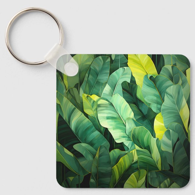 Tropiska blad Abstrakt botanisk djungel natur Nyckelring (Framsida)