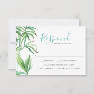 Tropiska blad Akvarell Svar RSVP