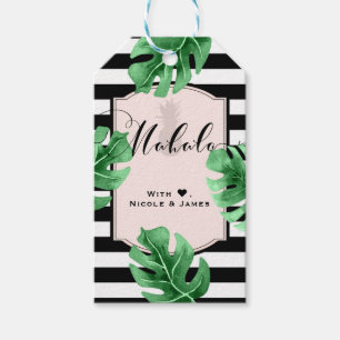Tropiska blad & Ananas Bröllop MAHALO ALOHA Presentetikett
