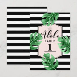 Tropiska blad & ananas bröllopsbord nummer inbjudningar