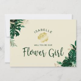 Tropiska blad är vår blomsterflicka förlovningskor