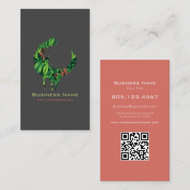 Tropiska blad & blommor virvlar | Modern anpassnin Visitkort (Fram/baksida)