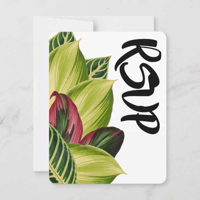 Tropiska blad bröllop svarar OSA kort (Framsida)