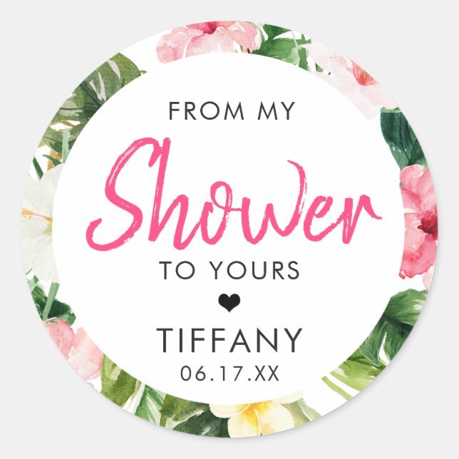 Tropiska blad Bröllopsdusch Klistermärken (Framsida)