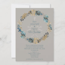 Tropiska blad Dammt blå Guld Julfest