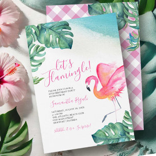 Tropiska blad Flamingo 60-års födelsedagsfest Inbjudningar