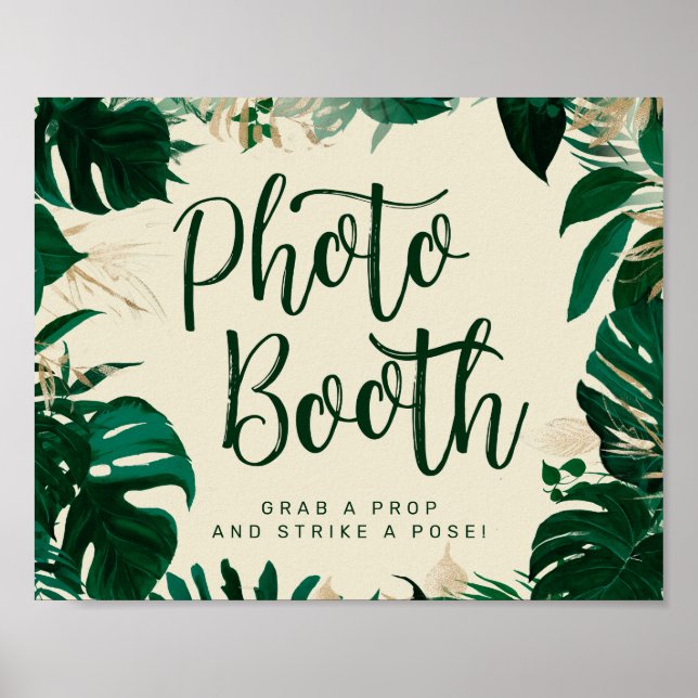 Tropiska blad Fotobås Bröllopsmottagningsskylt Poster (Framsidan)
