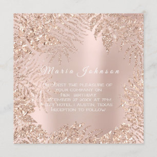 Tropiska Blad Glitter Garden  Ro Rosa Inbjudningar