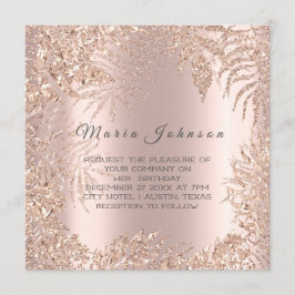Tropiska Blad Glitter Ram Ro Guld Inbjudningar