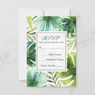 Tropiska blad hawaiianskt sommarbröllop RSVP OSA Kort