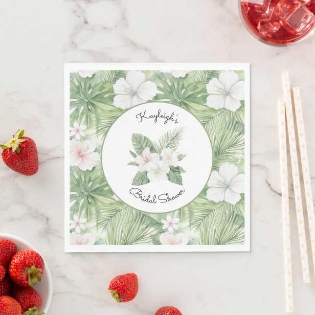 Tropiska blad Hibiskus Blommig Bröllopsfest Pappersservett (Insitu)