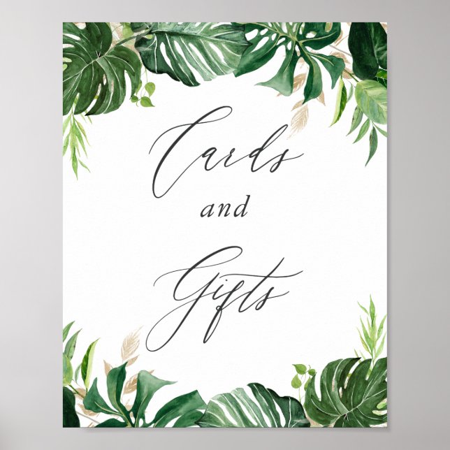 Tropiska blad Kort och presenter Bröllopsskylt Poster (Framsidan)
