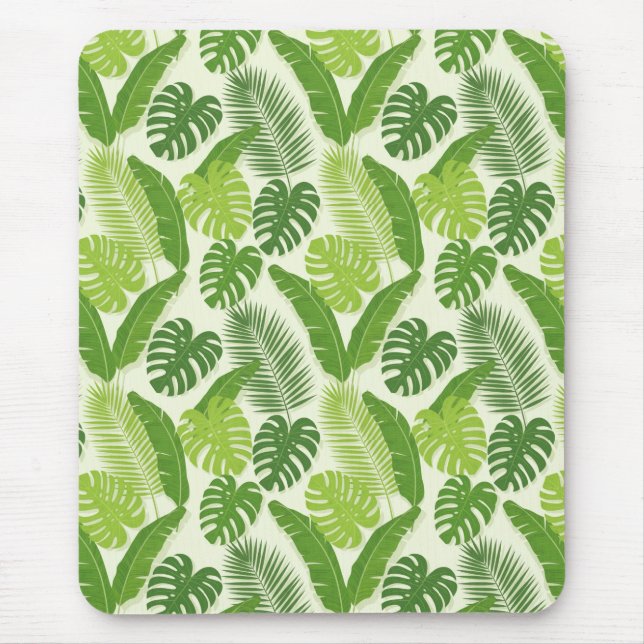 Tropiska blad & Monstera Sömlöst Mönster Musmatta (Framsidan)