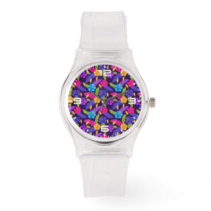 Tropiska blad och blommor Mönster-23857 Armbandsur