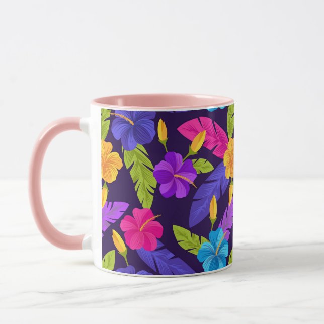 Tropiska blad och blommor Mönster-23857 Mugg (Vänster)