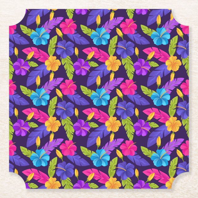 Tropiska blad och blommor Mönster-23857 Underlägg Papper (Framsida)