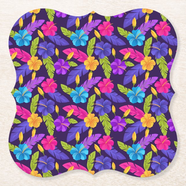 Tropiska blad och blommor Mönster-23857 Underlägg Papper (Framsida)