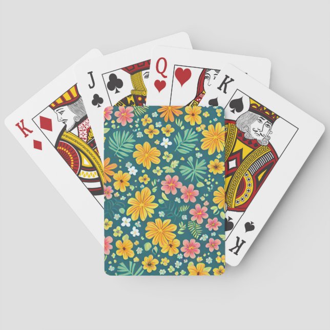 Tropiska blad och blommor mönster  casinokort (Baksidan)