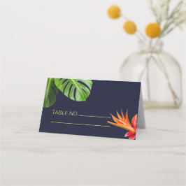 Tropiska blad och blommor Retrobröllop Placeringskort